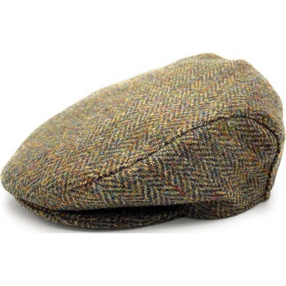 Mens Tartan Tweeds Brown Herringbone Harris Tweed Flat Cap Made in Scotland